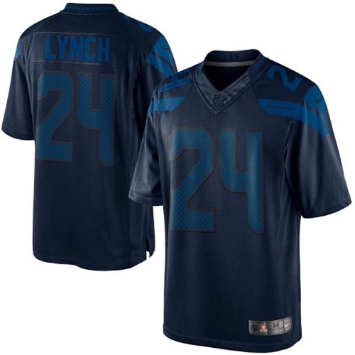 Men's Limited Marshawn Lynch Nike Jersey Navy Blue - #24 Drenched NFL Seattle Seahawks